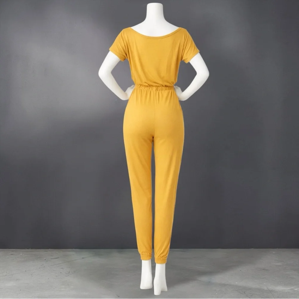Capella Mustard Two-Way Shoulder Drawstring Jumpsuit